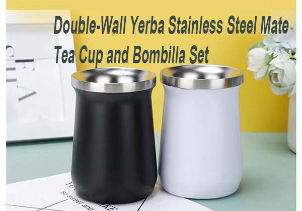 Double-Wall Yerba Stainless Steel Mate Tea Cup and Bombilla Set